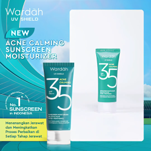 WARDAH UV Shield Acne Calming Sunscreen Moisturizer SPF 35 PA+++ - untuk komedo jerawat dan bekas jerawat kulit berminyak tekstur gel