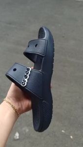 Dép 2 quai ngang cross Band Classic chuẩn xịn đúc liền khối tặng 10 sticker màu navy