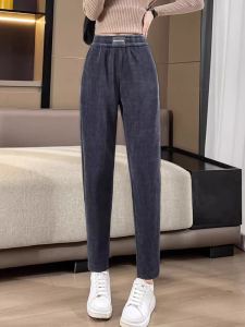 กางเกงขายาวทรงหลวมเอวสูงสำหรับผู้หญิงในฤดูใบไม้ร่วงและฤดูหนาว ทรงหลวม ทรงลำลอง กางเกงขายาวทรงขากระบอก