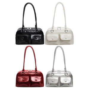 【New Arrival】 Women Satchel Hobo Bag Multi Pocket Pu Leather Boston Tote Bag Zipper Crossbody Bag Solid Travel Commuter Bag