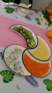 Set đĩa sứ xếp hình hoa 5 cánh mặt trăng trắng tinh cao cấp