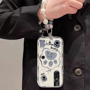 Vivo X27 Phone Case Silicone Protective Cover Anti-Fall Cute Cartoon Design Womens Style Hollow out Soft Shell Transparent Dog Paw