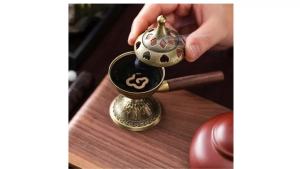 Lọ Đốt Trầm Cầm Tay Xoay Được Thiết Kế Hình Quả Lê Bền Lâu Không Bám Bột Khay Đựng Hương Liệu Bằng Nhựa Polyresin Dùng Cho Nhà Và Văn Phòng