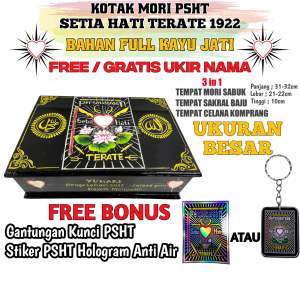 PROMO!!! KOTAK MORI PSHT UKURAN BESAR Bonus Gantungan Kunci PSHT + Stiker / Kotak Mori TERBUAT DARI KAYU JATI ASLI Ukir Warna Motif Lafadz Allah Muhammad / Tempat Penyimpanan / Kotak Mori Psht Besar / Tempat Mori Psht TERMURAH / Kotak Mori PSHT Anti Rayap