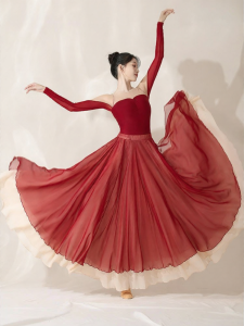 LEAF DANCE | Trang Phục Múa Đạo Cổ Trung Quốc Với Chân Váy Lớn Hai Lớp Kết Hợp Ren Đối Chiếu