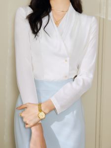 White French Style Button up Shirt Womens Slim Fit Bodycon Skirt New Arrival Simple Elegant 2025 Season Commute OL Style