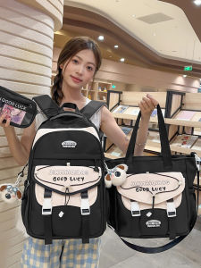 Large Capacity School Backpack for Girls Primary And High School Students Double Shoulder Bag High Aesthetic Value Nylon Material