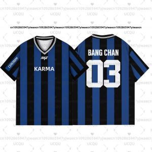 Áo Thun Nam Oversize Tay Ngắn Phong Cách Đường Phố Thể Thao Thường Ngày Kpop Stay Karma Album Dành Cho Fan In Hình Felix Bangchan Hyunjin