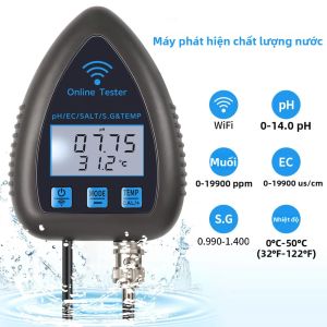 Máy Phân Tích Nước Đa Chức Năng Tuya WiFi 5 Trong 1 TDS/EC/muối PH S.G.TEMP Máy Theo Dõi Chất Lượng Nước Bluetooth Cho Bể Cá Nuôi Trồng Thủy Sản