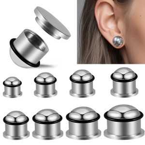 1-2PC Stainless Steel Hollow Ear Plugs Cylindrical Ear Gauges Expander Stretcher Ear Taper Man Woman Body Piercing Jewelry
