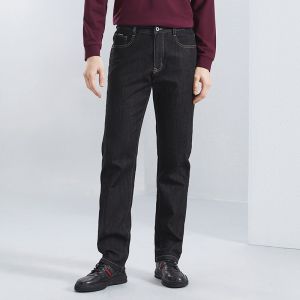 กางเกงยีนส์ทรงตรงผ้าไหมพื้นฤดูใบไม้ผลิและฤดูร้อนสำหรับผู้ชาย กางเกงขายาวทรงหลวมสบาย ๆ สำหรับผู้ชาย ทรงลำลอง เอวกลาง ทรงตรง