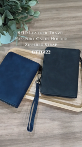 RFID Leather Travel Passport Cards Holder Zippered Strap