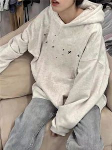 Pure Cotton American Retro Hoodie Womens Autumn New Style Lazy Chic High-End Feelings Outerwear Comfortable Loose Fit Printed