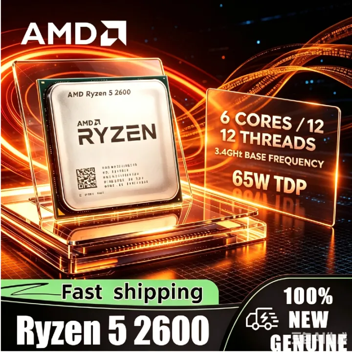 AMD | AMD Ryzen 5 2600 100% Original New AM4 Desktop CPU 6C12T 3.4GHz Hot Selling Gaming Processor Ready Stock