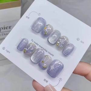 Nhựa Giả Móng Tay Thủ Công Mới Cho Mùa Hè Sky Star Nhựa Giả Móng Tay Màu Xanh Lam Nhạt Đá Pha Lê Mắt Mèo Màu Trắng Thanh Lịch Cho Học Sinh