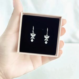 SO SEOUL Caria Butterfly Diamond Simulant Zirconia Dangle Hoop Earrings