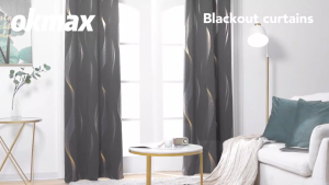 Gold Wave Line Curtains 5ft/6ft/7ft/8ft/9ft Metallic Gold Drapes 100% Blackout Curtains for Bedroom