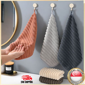 🇸🇬Dry Hand Towel Soft Comfy Absorbent/Soft Coral Fleece Kitchen Towel Bathroom Dry Hand Towels 30*30cm handkerchief