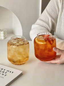 Creative Lantern Glass Cup Transparent High Temperature Resistant Fruit Tea Bubble Wine Juice Cup for New Year Home Use