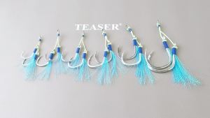 Móc Câu Cá Thép Carbon Cao Cấp TEASER 2 Cái/10 Cái HK035 Lưỡi Câu Phát Sáng Dây Lông Vũ Móc Câu Đôi Hỗ Trợ Câu Cá Biển Câu Cá Trên Thuyền Có Ngạnh