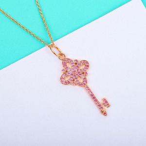 Rose Gold Plated Silver Key Necklace Womens Luxury Pure Silver Four Leaf Clover White Diamond Clavicle Chain Gift Elegant Trendy