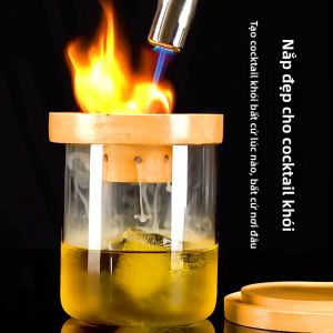 Nắp Đậy Phun Khói Cocktail Gỗ Vụn Gỗ Whiskey