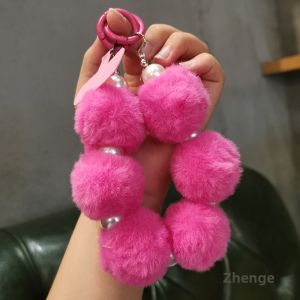 ZHENGEGE | Soft Plush Furry Beads Charm Anti-Lost Phone Strap
