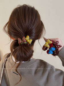 ยางรัดผมลายผีเสื้อสำหรับผู้หญิง ยางรัดผมทรงลำไส้แบบยืดหยุ่นสูง ทนทานต่อการสึกหรอ ไม่ทำลายเส้นผม เครื่องประดับผมสุดน่ารัก