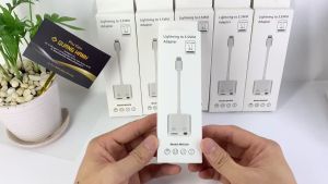 ( Có Hộp ) - Cáp Chuyển Đổi 2 Trong 1 Vừa Sạc Vừa Cắm Tai Nghe Có Bluetooth  Jack Chuyển Đổi Tai nghe Ai Phôn Tròn - Dẹp