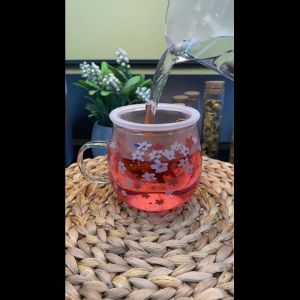 Gelas Saringan Rempah Motif Sakura One two cups Kaca Tahan Panas 300ML