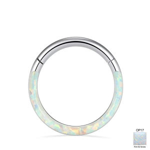 1Pc G23 Titanium 6-12mm Opal Nose Ring Hoop Septum Clicker Hinged Segment Ear Cartilage Tragus Helix Lip Piercing Body Jewelry