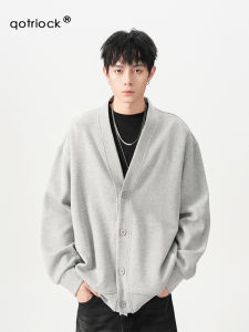 Casual Loose V-Neck Mens Open Cardigan Autumn Trendy Brand High-End Feeling Sweatshirt Loose Couple Jacket Upper Apparel