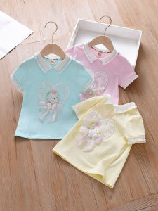 Áo Thun Tay Ngắn Cotton Thấm Mồ Hôi Hoạt Hình Thỏ Cho Bé Gái Mùa Hè Thời Trang Trẻ Em Quần Áo Trẻ Em Chất Liệu Cotton Thoáng Khí Thoải Mái
