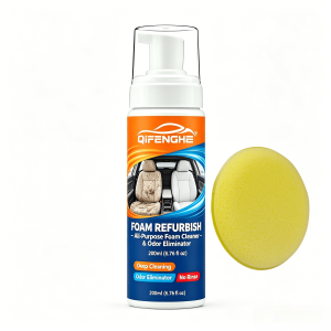 200ML No Rinse Car Foam Cleaner with Sponge Multi-Purpose Auto Interior Deep Cleaning Foam Odor Eliminator for Leather Seat Dash