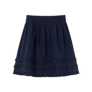 Layered Ruffle Hem Splicing Gathering A-Line Skirt