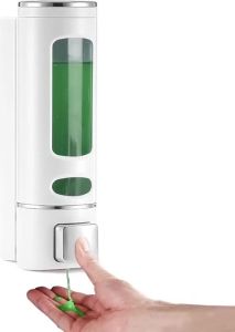 400ML Wall Mounted Soap Dispenser White Bathroom/Kitchen Shampoo Shower Gel Dish Hand Wash Container for Home Hotel Restaurant