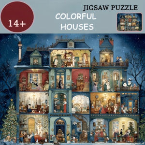 500/1000/1200/2000PCS Jigsaw Puzzle Peaceful Colorful Houses Landscape For Adults Ideal For Stress Relief And Relaxation