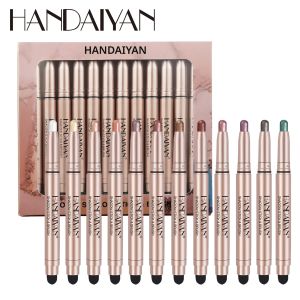 12PCS Eye Shadow Stick Pearlesent Silkworm Double HEAD Glitter Shimmer Matte อายแชโดว์ดินสอชุดกันน้ํา Highlighter แต่งหน้า