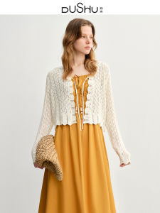 DUSHU | Plus Size Hollow Lace Women Knit Cardigan Slim Fit