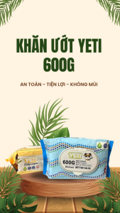 [Quà đỉnh+ Thùng nhựa] 5 gói Khăn ướt YETI 600 gam chất vải dầy khổ 13x19cm Gói tới 70 tờ Khăn không mùi cho bé Không cồn dùng được cho bé Vải loại 1 dầy không xổ lông Màu ngẫu nhiên