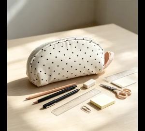 Large Capacity Pencil Case INS Polka Dot Pen Pouch Multi‑Compartment Pen Bag Stationery Makeup Storage Bag For Student College