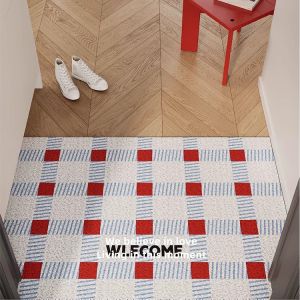 Geometric Pattern Korean Style Door Mat Customizable Size Anti-Slip Entrance Rug Doorway Floor Mat for Home Entrance