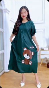 Daster Wanita Terbaru 2024 Baju Mama Muda Kekinian Motif Karakter Bear Viral daster polos