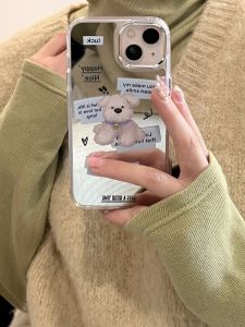 Full Cover Mirror Surface Protection Case for Apple 14 15 Dog Label iPhone 13 pro Max 12 Mini Cute 11 pro XS Max 7 8 plus Anti-Fall XR