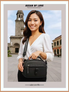 #88021 Korean Womens Crossbody Shoulder Bag Organized Commuter Bag with Two-Way Zipper Slim Fit Design for Work & tra Plain Leather Sling bag For Woman Hand Bag