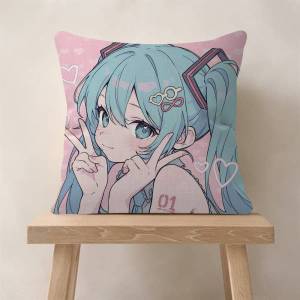Music H-Hatsune Girl M-Mikues Cushion Cover Car Throw Pillow Case For Sofa Car Christmas Gift