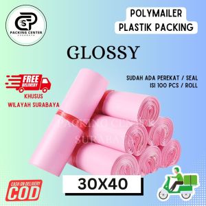 Polimer 30×40 Plastik Packing / Polymailer Online Shop Tersedia berbagai macam warna dan ukuran 1 Roll Isi 100Pcs sudah dilengkapi Lem Perekat Termurah Grosir