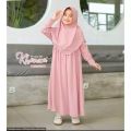 Gamis Muslim Anak Perempuan Usia 5-12- Tahun Khanza Syari Kids Crinkle Baju Wanita  Remaja Tanggung. 
