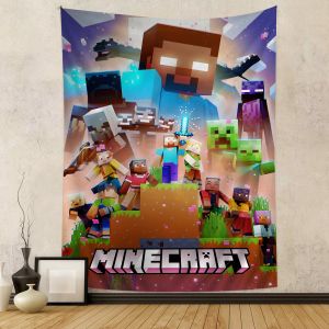 New Movie M-Minecraft Cartoon Tapestry Hippie Flower Wall Carpets Dorm Decor Art Home Decor