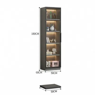 Solid Wood Display Storage Cabinet With Glass Doors Living Room Narrow Cabinet